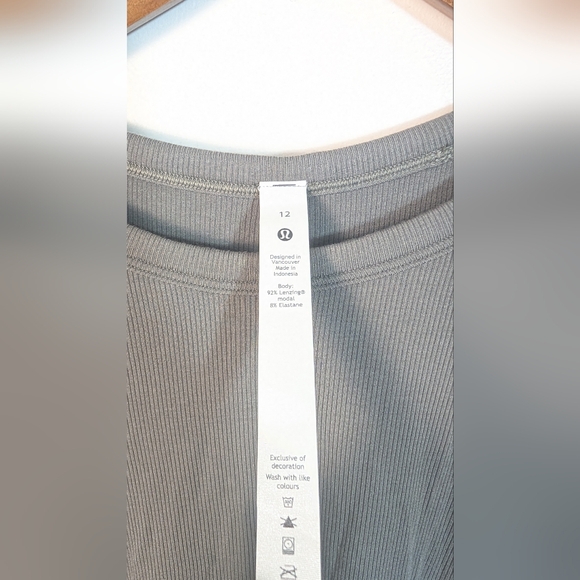 Lululemon Gray Rover Hold On Tight Ribbed Long Sleeve Tee Shirt Size 12 - Picture 11 of 13